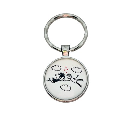 keychain silver coyple in love